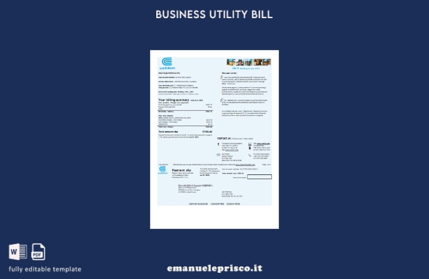 modello di fattura aziendale di utilità elettrica Con Edison stile verificato